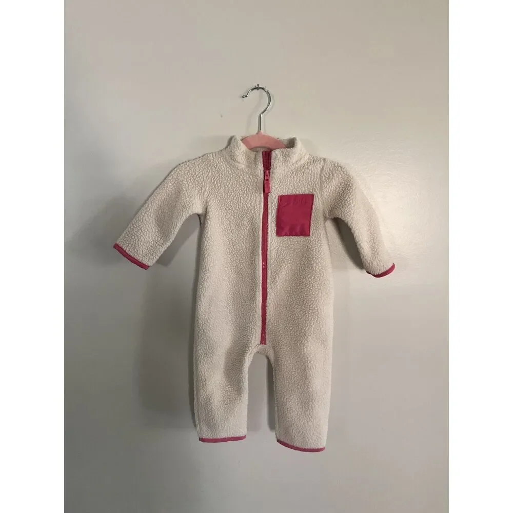 Carter Sherpa Winter Baby Girl Zip Up Romper 6-9 Months